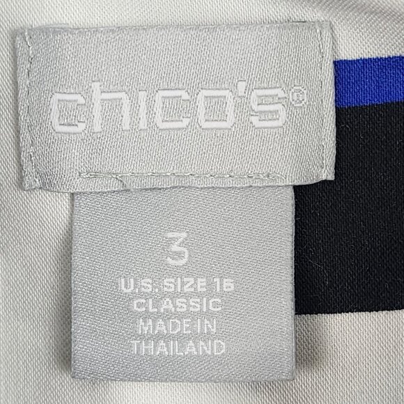 Chicos Shirt Womens 16 Multi Geometric 3/4 Sleeve Blockade Button Up NWT - Picture 3 of 10